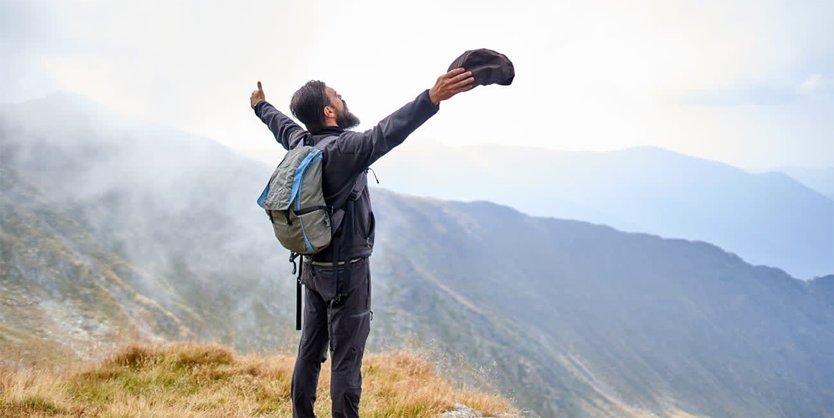 Person on top of a mountain