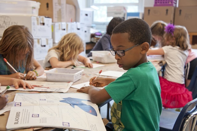 School children at work in class